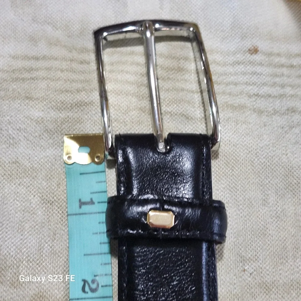 Martin Dingman Calfskin Leather Belt Mens 34 Black Silver‎ Buckle Made in USA